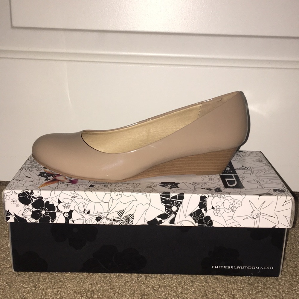 Nude Patent Leather Wedge Flat